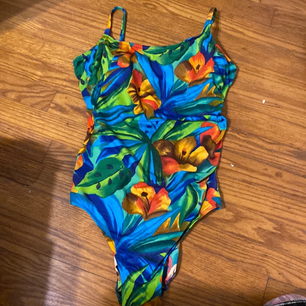 Vintage tropical Sirena swimsuit, size 16